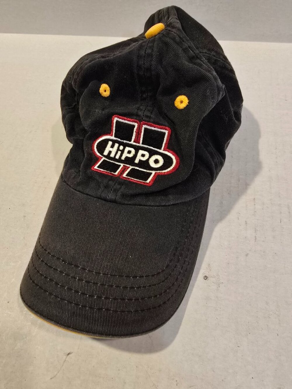 Hippo Golf Hat Navy Yellow Embroidered 100% Cotton Adjustable Giant